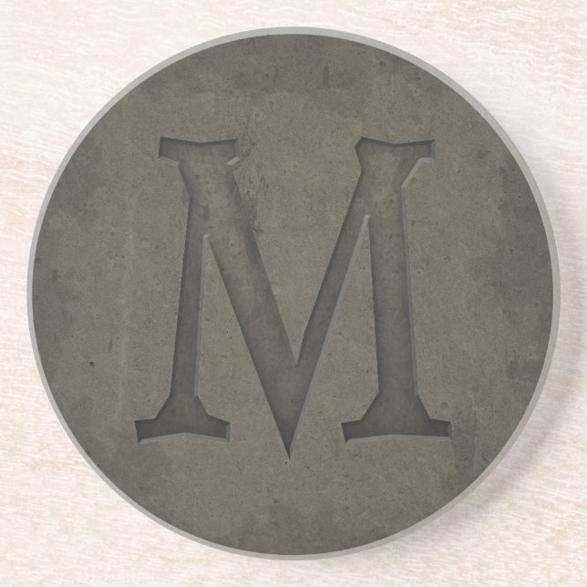 Concrete Monogram Letter M Coaster (Front)