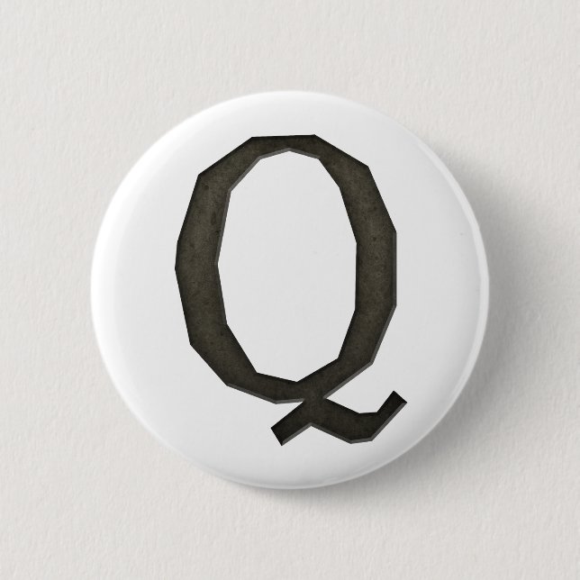 Concrete Monogram Letter Q 6 Cm Round Badge (Front)
