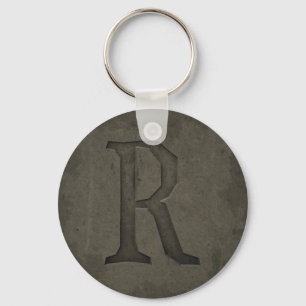 Concrete Monogram Letter R Key Ring