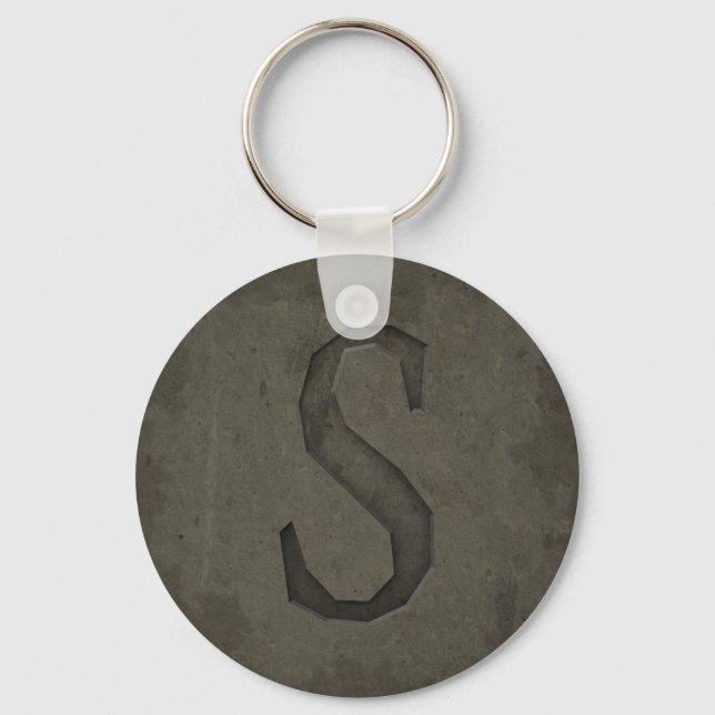 Concrete Monogram Letter S Key Ring (Front)