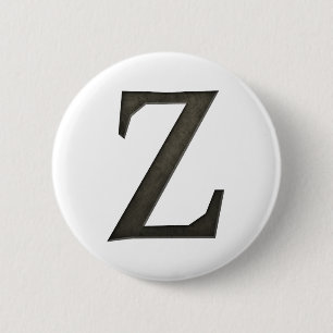 Concrete Monogram Letter Z 6 Cm Round Badge