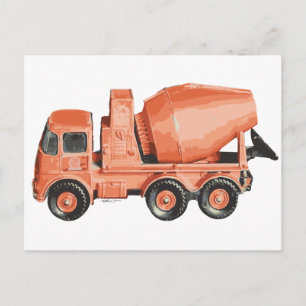 Concrete Orange Cement Toy Truck Postcard