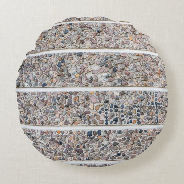 Concrete pebbles wall round cushion (Front)