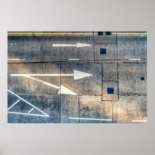 Concrete road with painted arrow directions poster