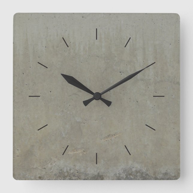 CONCRETE SMOOTH | industrial decor Square Wall Clock (Front)