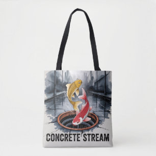 CONCRETE STREAM Koi Fish Tote Bag
