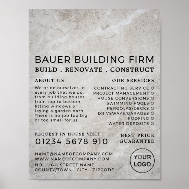 Concrete Surface, Building Firm, Builders Advert Poster (Front)