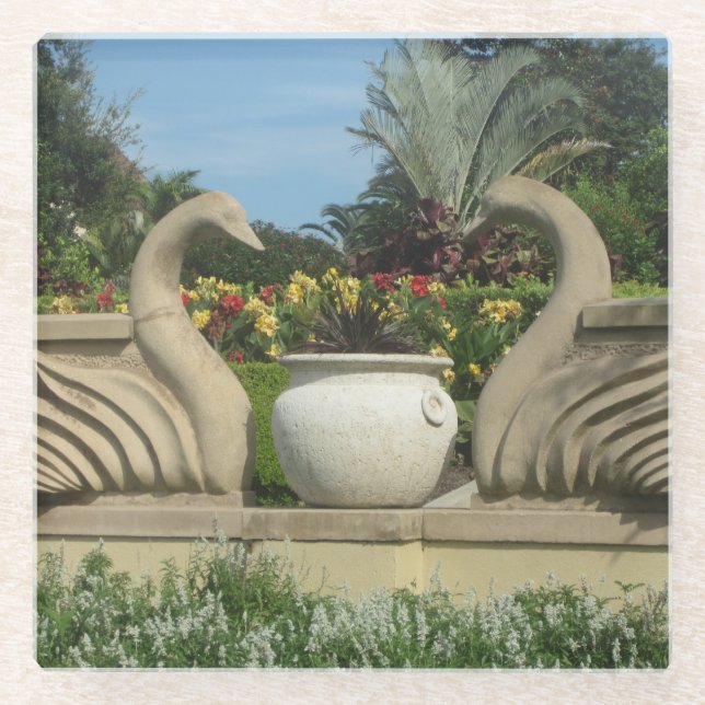 Concrete Swans created as a Glass Coaster (Front)