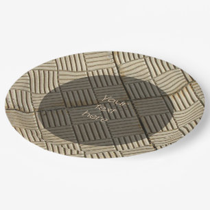 Concrete Tiles Mediterranean Pattern Custom Text Paper Plate