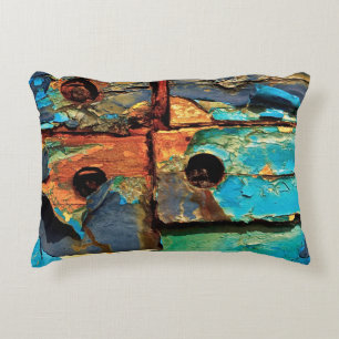 Concrete wall with abstract painting decorative cushion