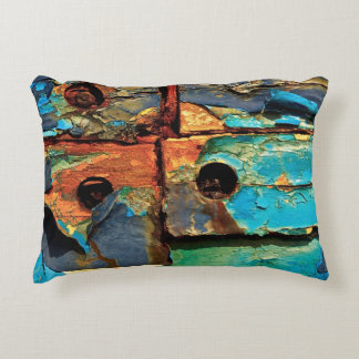 Concrete wall with abstract painting decorative cushion