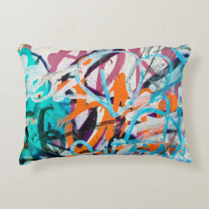 Concrete, weathered, worn wall damaged paint. Grun Decorative Cushion