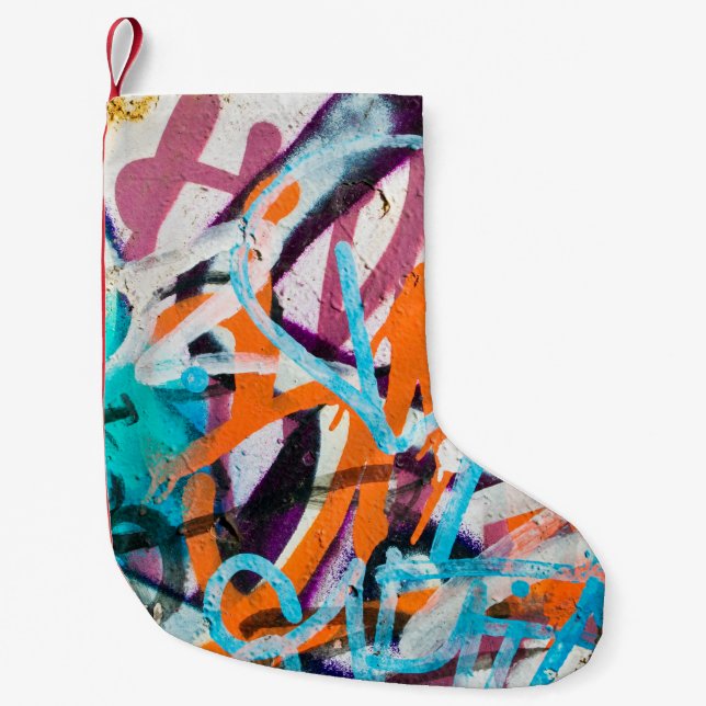 Concrete, weathered, worn wall damaged paint. Grun Small Christmas Stocking (Front)