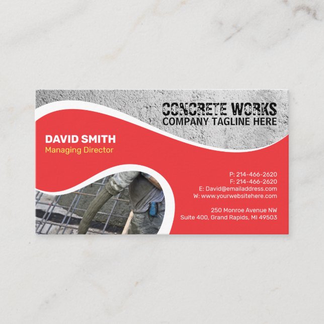 Concrete works, Construction company Business card (Front)