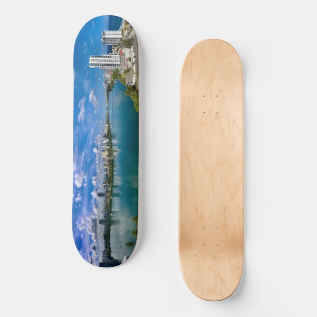 Condado Lagoon, Daytime Puerto Rico Skateboard Art (Front)