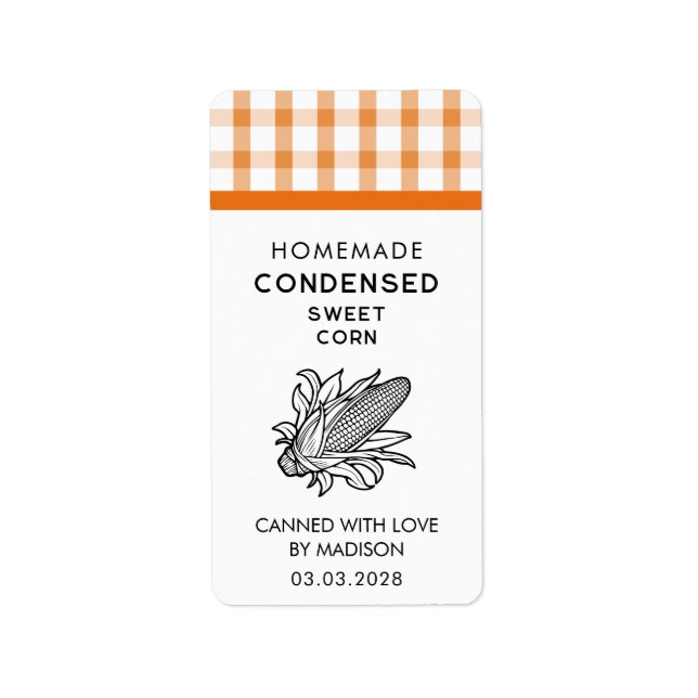 Condensed sweet corn canning sticker (Front)