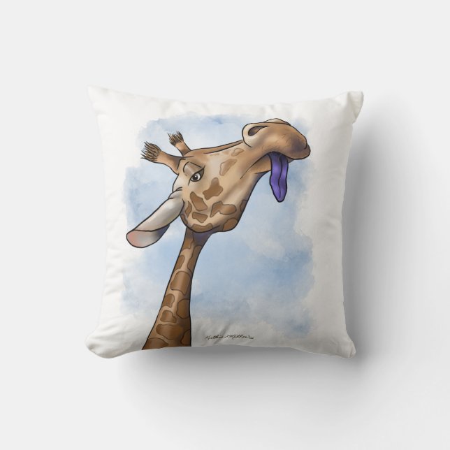 Condescending Giraffe Cartoon Cushion (Front)