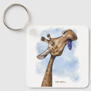 Condescending Giraffe Cartoon Key Ring