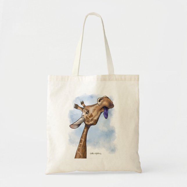 Condescending Giraffe Cartoon Tote Bag (Front)
