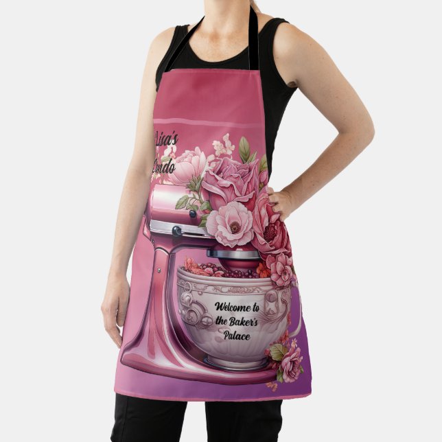 Condo Welcome Baker's Palace Pink Throw Pillow Apron (Insitu)