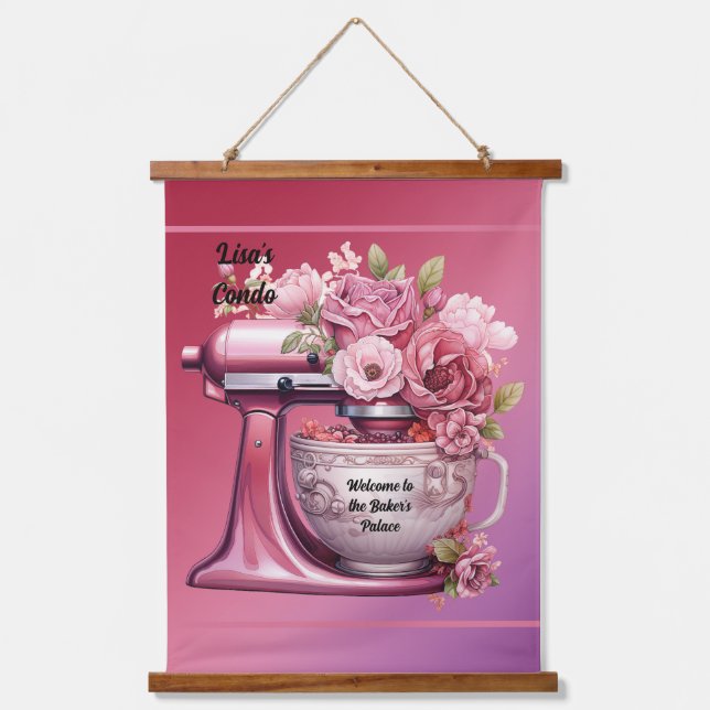 Condo Welcome Baker's Palace Pink Throw Pillow Hanging Tapestry (Front)