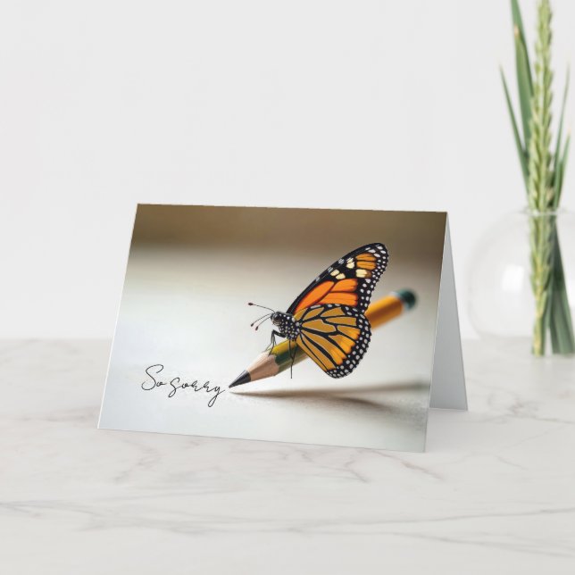 Condolence Monarch Butterfly On a Pencil Card (Front)