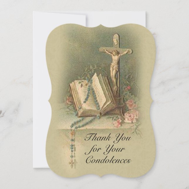 Condolence Sympathy Thank You Catholic Crucifix Card (Front)