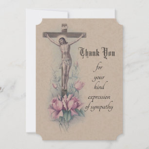 Condolence Sympathy Thank You Catholic Crucifix Card
