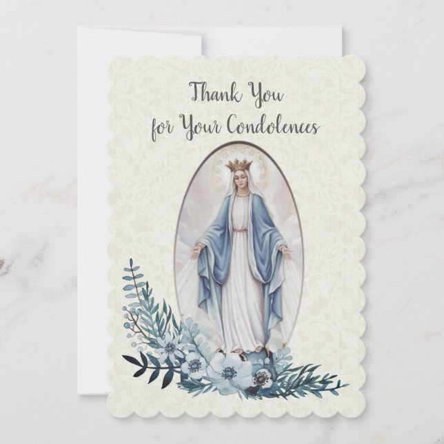 Condolence Sympathy Thank You Catholic Virgin Mary Card (Front)