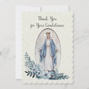 Condolence Sympathy Thank You Catholic Virgin Mary Card