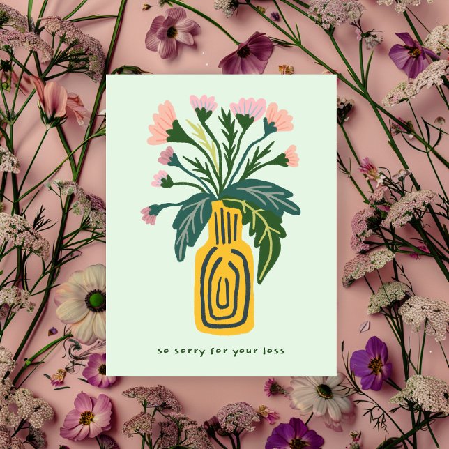 Condolences Sorry for Loss Vase of Flowers Custom Postcard (Condolences Sorry for Loss Vase of Flowers Custom Postcard
)