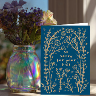 Condolences Sorry Wildflower Floral Sketch Doodle Card