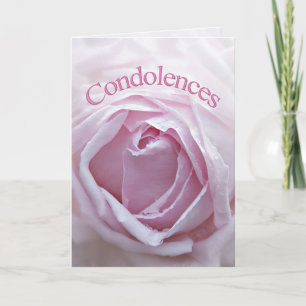 Condolences, with a pink rose card