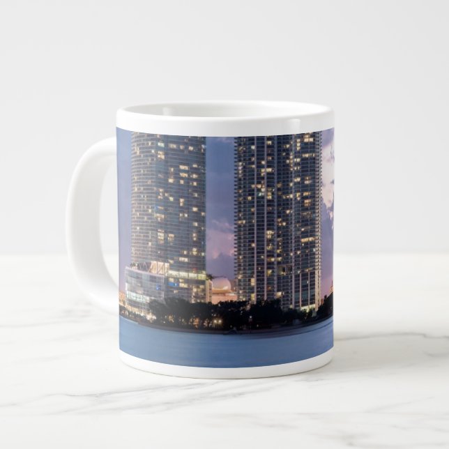 Condominium towers at the waterfront in Miami Large Coffee Mug (Front Left)