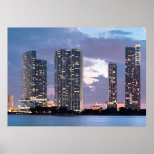 Condominium towers at the waterfront in Miami Poster