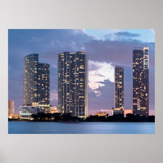 Condominium towers at the waterfront in Miami Poster (Front)