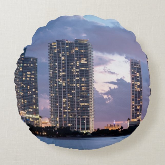 Condominium towers at the waterfront in Miami Round Cushion (Front)