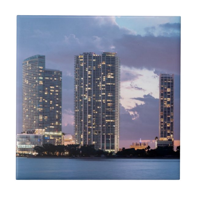 Condominium towers at the waterfront in Miami Tile (Front)