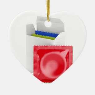 Condoms on white background ceramic ornament