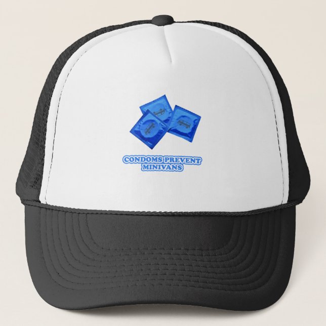 Condoms Prevent Minivans Trucker Hat (Front)
