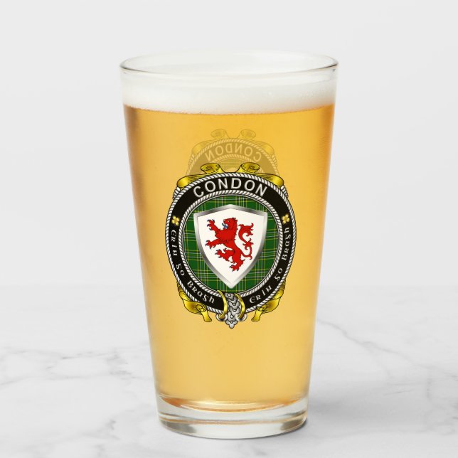 Condon Irish Shield Beer Glass (Front Filled)