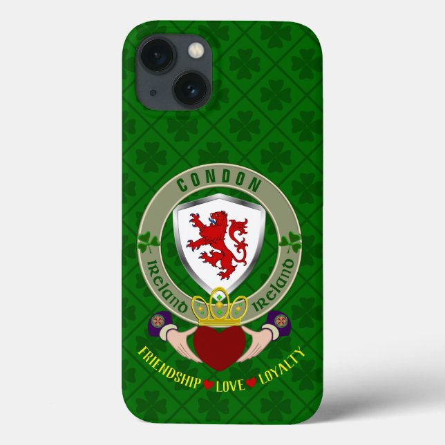Condon Irish Shield & Claddagh Personalised Case-Mate iPhone Case (Back)