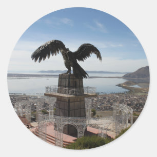 Condor Statue Lake Titicac Puno Peru Classic Round Sticker