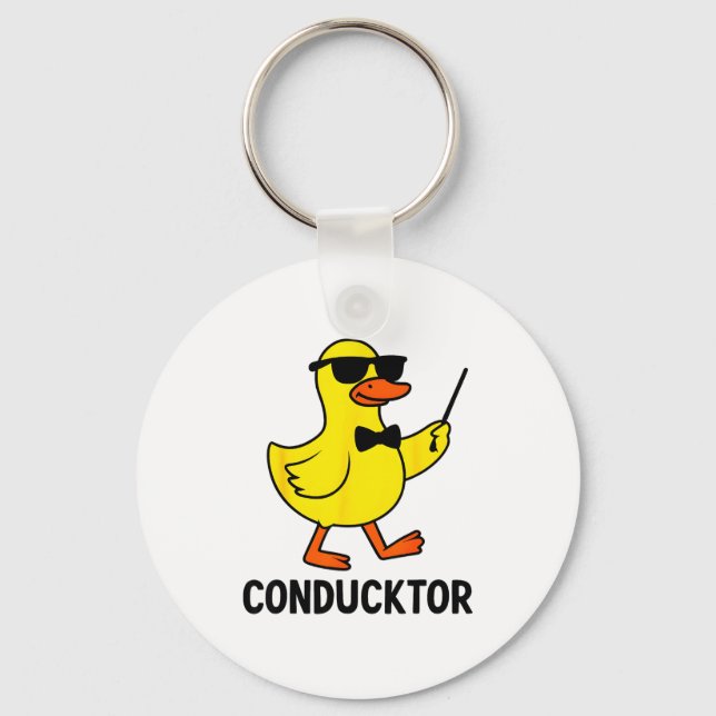 Conducktor Funny Duck Music Pun Orchestra Design  Key Ring (Front)
