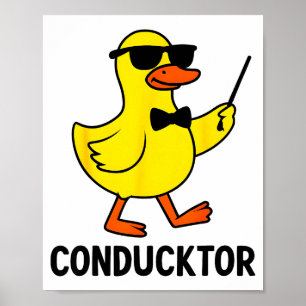 Conducktor Funny Duck Music Pun Orchestra Design Poster