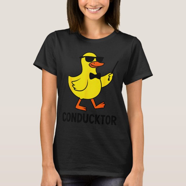 Conducktor Funny Duck Music Pun Orchestra Design  T-Shirt (Front)