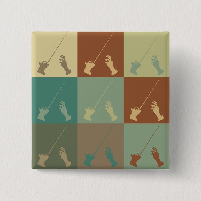 Conducting Pop Art 15 Cm Square Badge (Front)