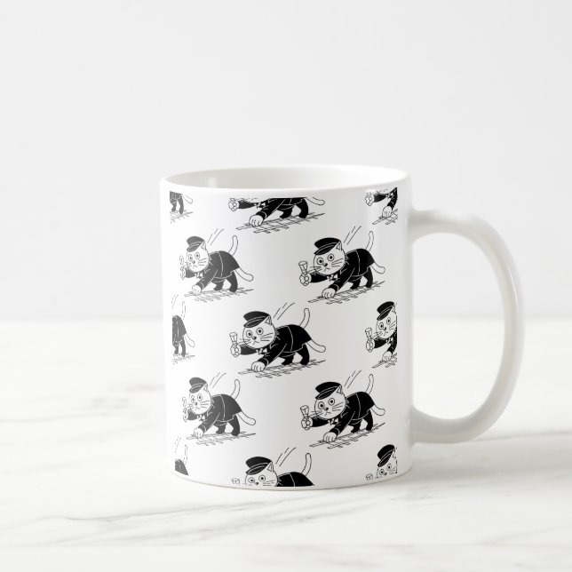 Conductor Cats Unite! Oshiya Cat | Feline Fun  Coffee Mug (Right)