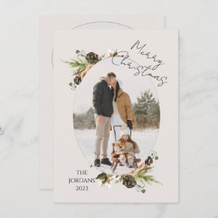 Cone Branches Christmas Photo Holiday Card