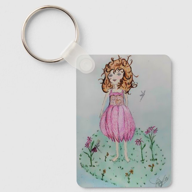 Cone flower fairy key ring (Front)